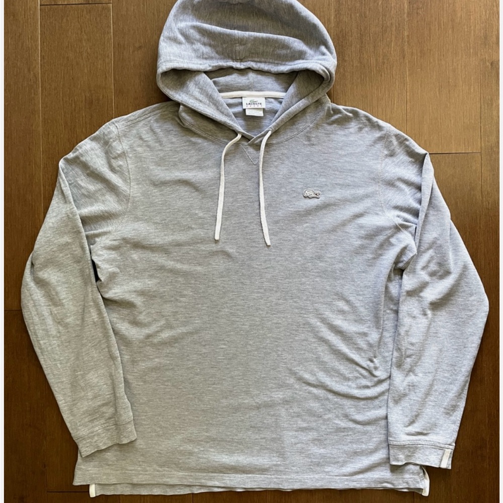 Lacoste - Pullover Hoodie Sweatshirt Light Grey Crocodile White Logo